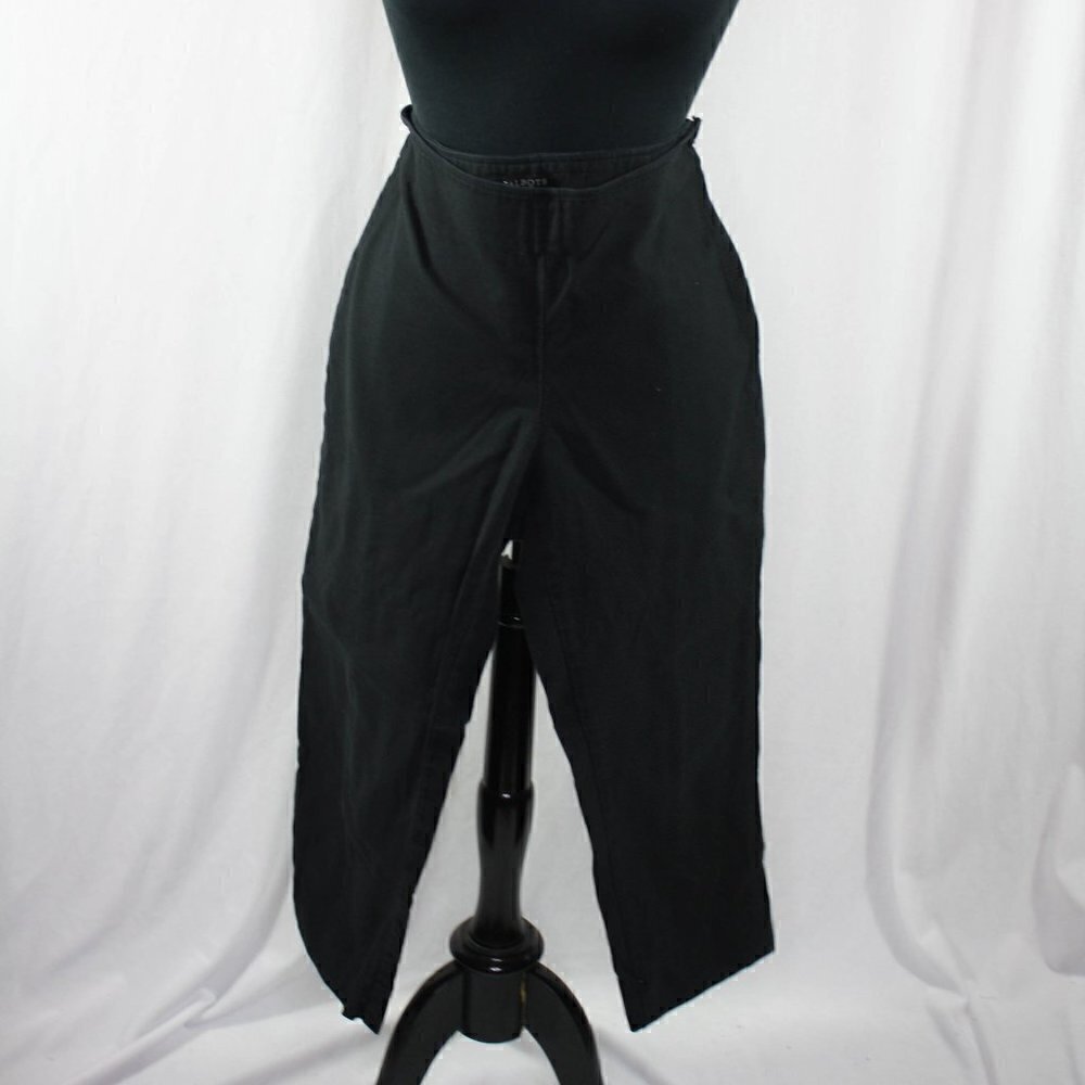 Talbots Classic Side Zip Capri Pants Pique Weave Black Petite